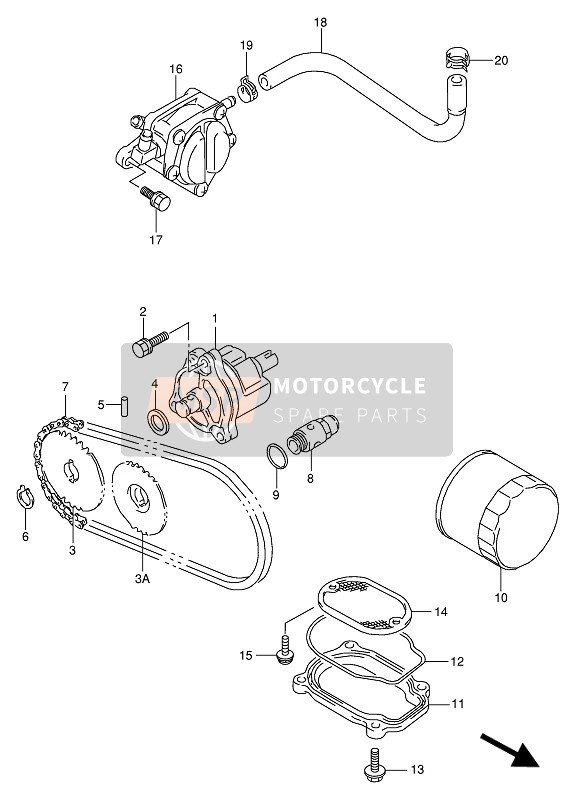 Suzuki VX800(U) 1991 Oliepomp & Benzine pomp voor een 1991 Suzuki VX800(U)