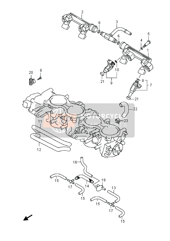 Suzuki GSX-R750 2013 Throttle Body Hose & Joint (GSX-R750) for a 2013 Suzuki GSX-R750