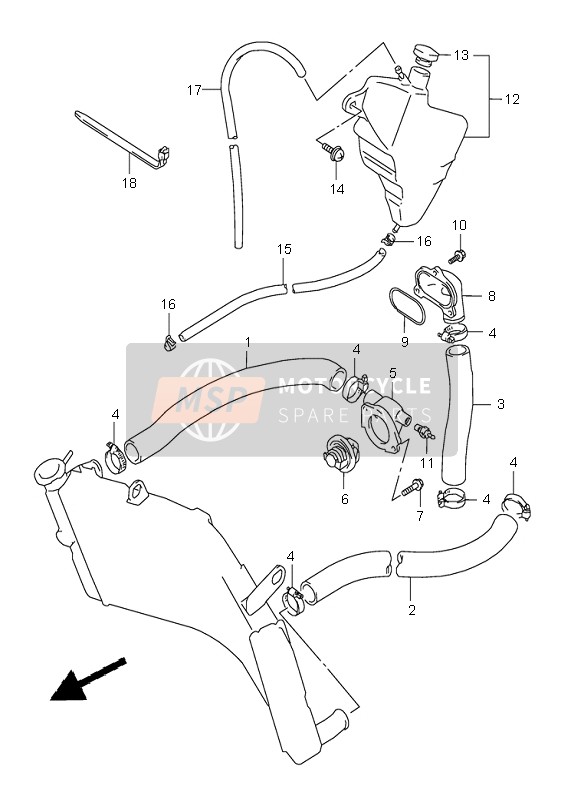 Suzuki GSX-R600 1997 Tuyau de radiateur pour un 1997 Suzuki GSX-R600