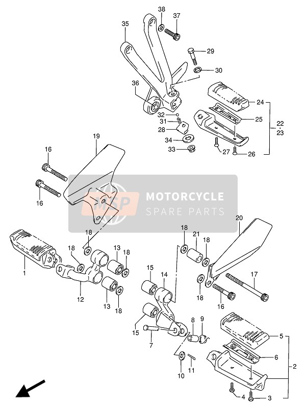 Suzuki VX800(U) 1992 Repose Pieds pour un 1992 Suzuki VX800(U)