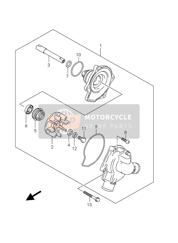 Suzuki GSX1250FA 2010 Waterpomp voor een 2010 Suzuki GSX1250FA