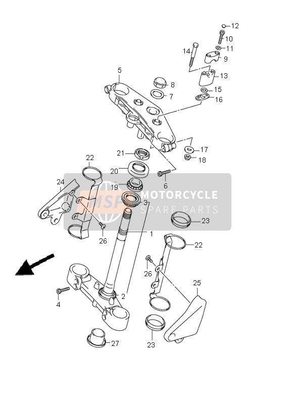 Suzuki GSX1400 2003 Vástago de dirección para un 2003 Suzuki GSX1400