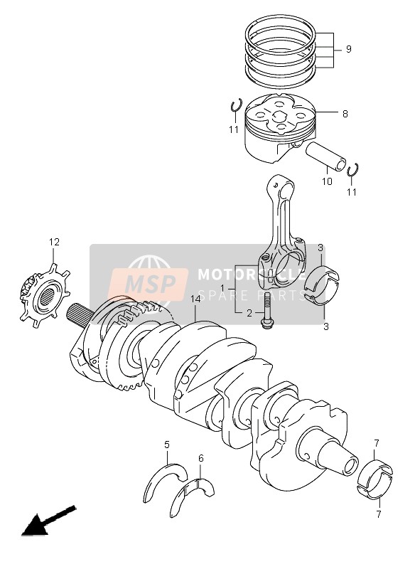 Suzuki GSX-R600(Z) 2003 Cigüeñal & Pistón para un 2003 Suzuki GSX-R600(Z)