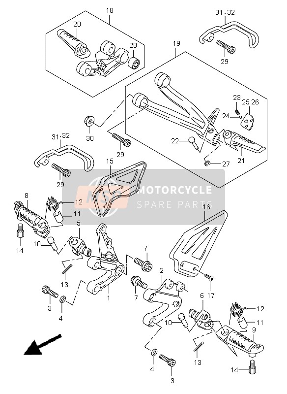 Suzuki GSX-R600(Z) 2003 Repose Pieds pour un 2003 Suzuki GSX-R600(Z)