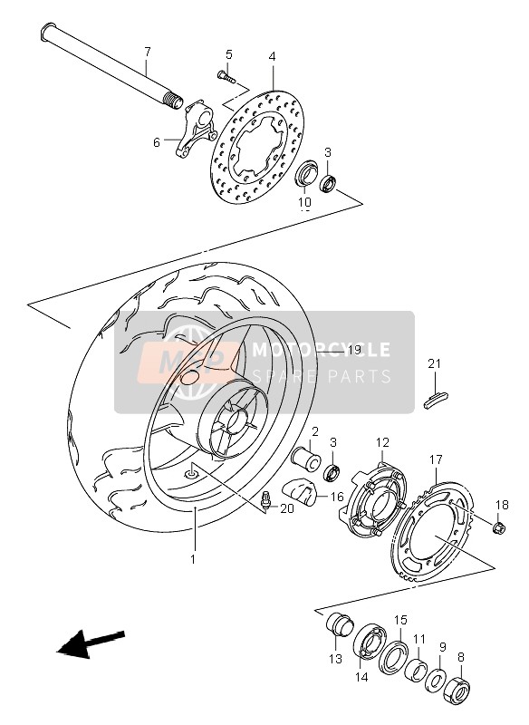 Suzuki GSX-R600(Z) 2003 Rear Wheel for a 2003 Suzuki GSX-R600(Z)