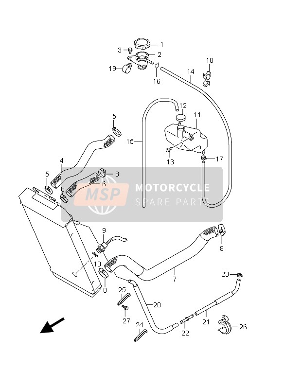 Suzuki VZ800 INTRUDER 2010 Tubo del radiatore per un 2010 Suzuki VZ800 INTRUDER