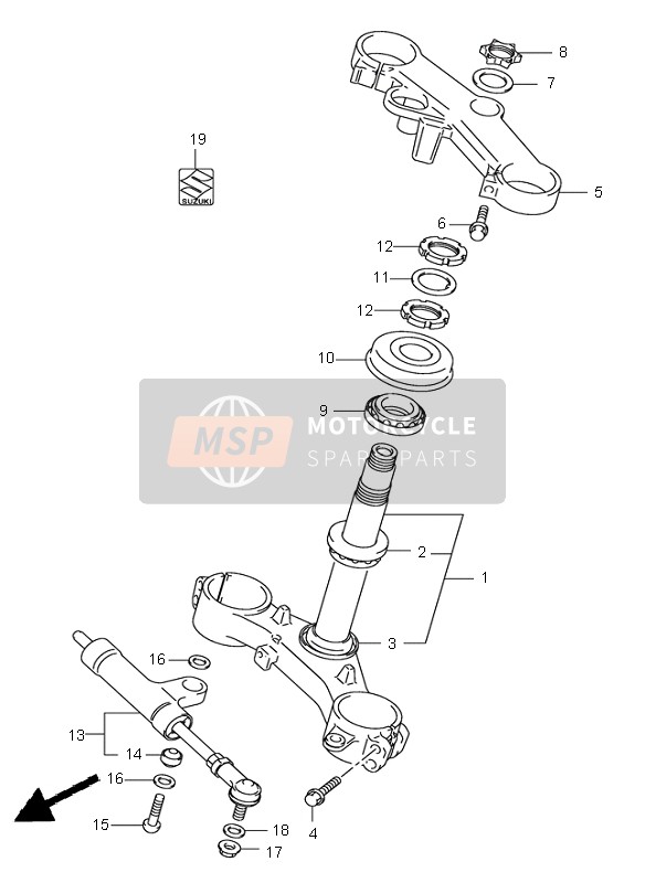 Suzuki GSX-R750 2003 Steering Stem (E2-E54) for a 2003 Suzuki GSX-R750