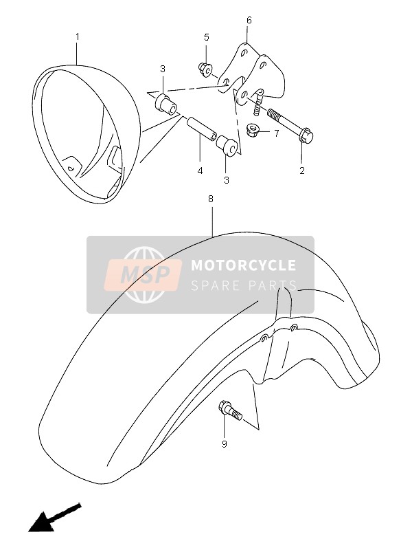 Suzuki GZ125 MARAUDER 2003 Boîtier de phare pour un 2003 Suzuki GZ125 MARAUDER