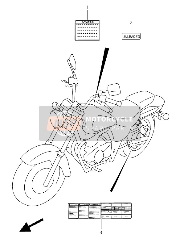 Suzuki GZ125 MARAUDER 2003 Etiket voor een 2003 Suzuki GZ125 MARAUDER