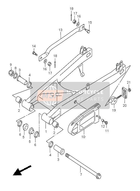 Suzuki GZ125 MARAUDER 2003 Rear Swing Arm for a 2003 Suzuki GZ125 MARAUDER