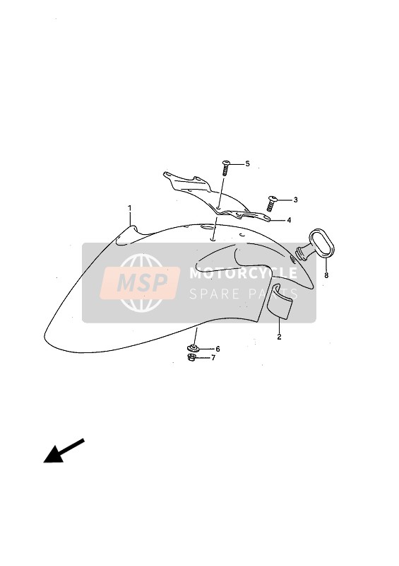 Suzuki GSF400 BANDIT 1992 Parafango anteriore per un 1992 Suzuki GSF400 BANDIT