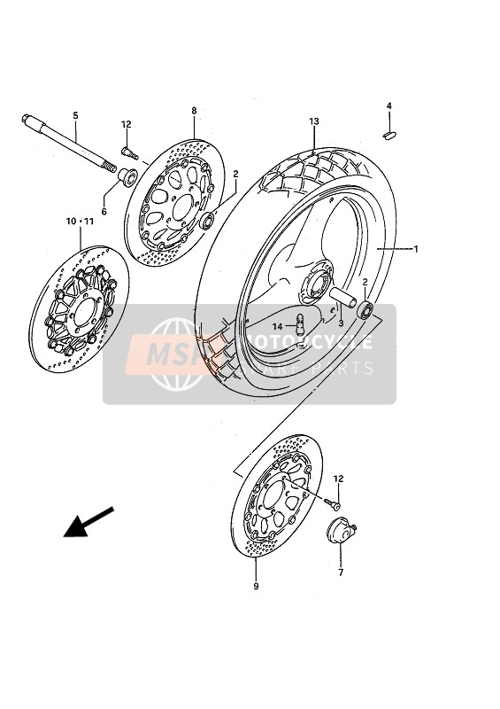 Suzuki GSF400 BANDIT 1992 Front Wheel (E22) for a 1992 Suzuki GSF400 BANDIT