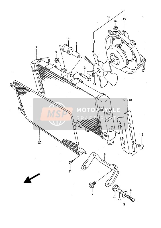 Suzuki GSF400 BANDIT 1993 Radiateur pour un 1993 Suzuki GSF400 BANDIT