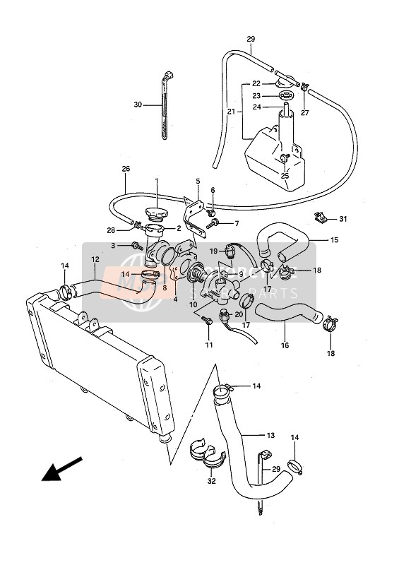 Suzuki GSF400 BANDIT 1993 Radiator Slang voor een 1993 Suzuki GSF400 BANDIT