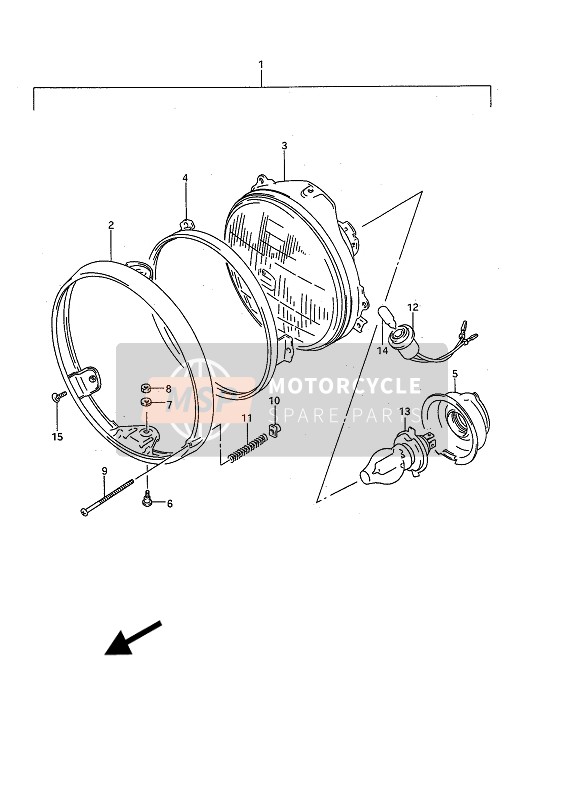 Suzuki GSF400 BANDIT 1993 Headlamp (E4-E16-E21-E22-E25-E34-E53) for a 1993 Suzuki GSF400 BANDIT