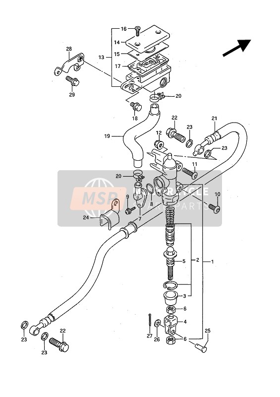 Suzuki GSF400 BANDIT 1993 Rear Master Cylinder for a 1993 Suzuki GSF400 BANDIT