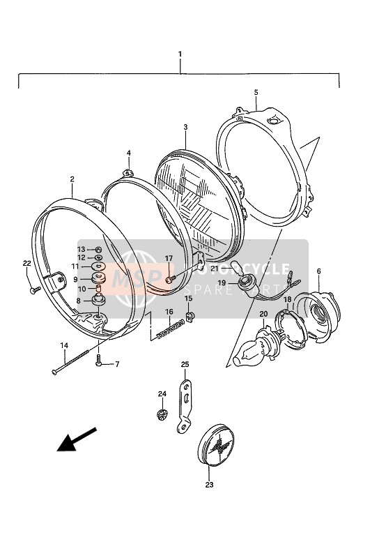 Suzuki GSX1100G 1992 Headlamp (E4-E15-E16-E17-E18-E21-E22-E25-E34-E39-E53) for a 1992 Suzuki GSX1100G