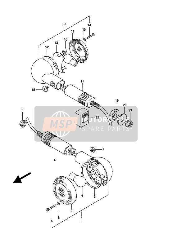 Suzuki GSX1100G 1992 Lámpara de señal de giro para un 1992 Suzuki GSX1100G