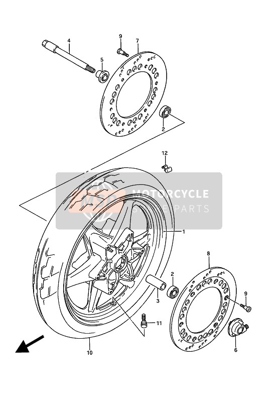 Suzuki GSX1100G 1992 Front Wheel for a 1992 Suzuki GSX1100G