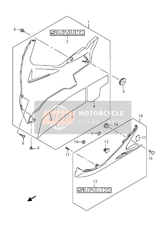 Suzuki GSX-R750 2013 UNTERE HAUBE für ein 2013 Suzuki GSX-R750