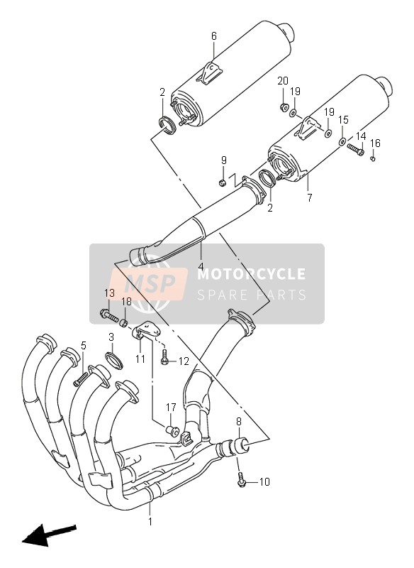 Suzuki GSX-R1100W 1998 Silenziatore per un 1998 Suzuki GSX-R1100W