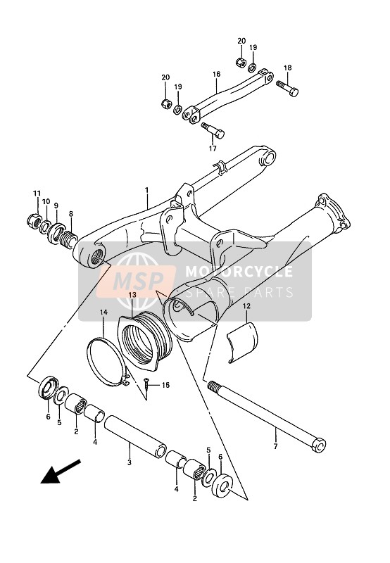 Suzuki GSX1100G 1993 Rear Swing Arm for a 1993 Suzuki GSX1100G