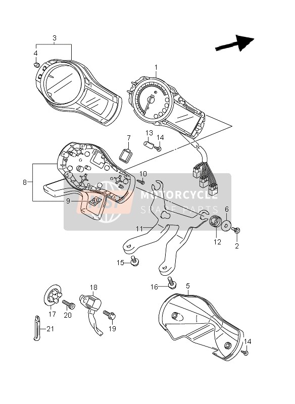 Suzuki GSF1250(A) BANDIT 2011 Speedometer (GSF1250A E21) for a 2011 Suzuki GSF1250(A) BANDIT