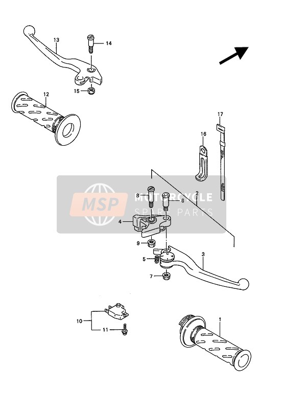 Suzuki GSX1100G 1994 Interruptor de manija (2) para un 1994 Suzuki GSX1100G