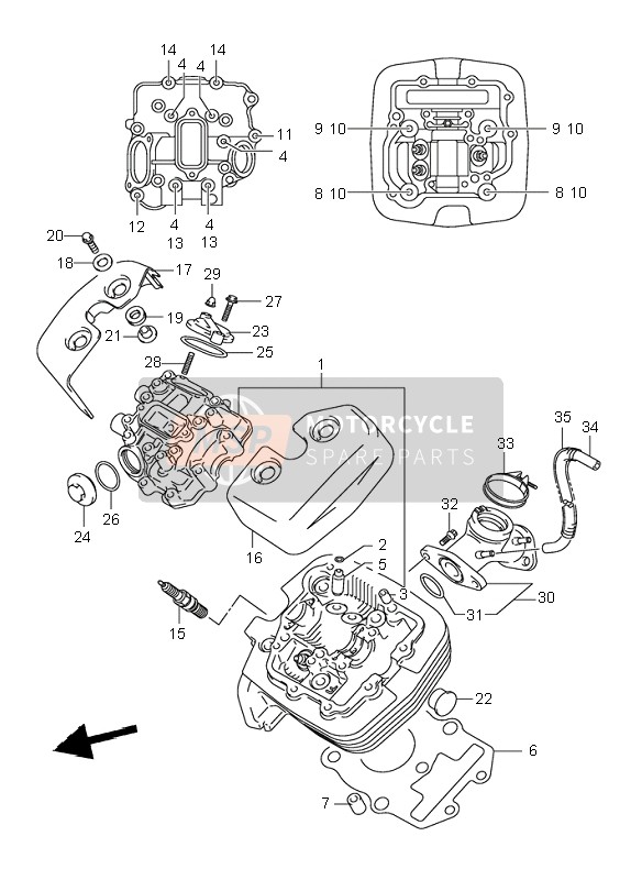 Suzuki VL125 INTRUDER 2003 Culasse (De face) pour un 2003 Suzuki VL125 INTRUDER