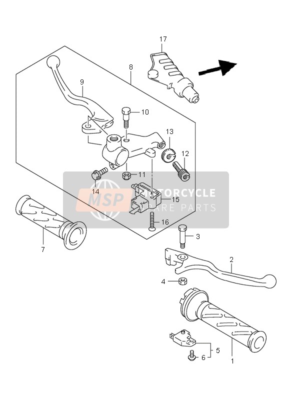 Suzuki VL125 INTRUDER 2003 Palanca de la manija para un 2003 Suzuki VL125 INTRUDER