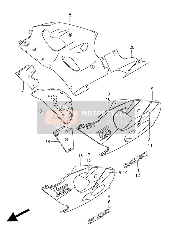 Suzuki GSX-R600 1997 Under Cowling Body for a 1997 Suzuki GSX-R600