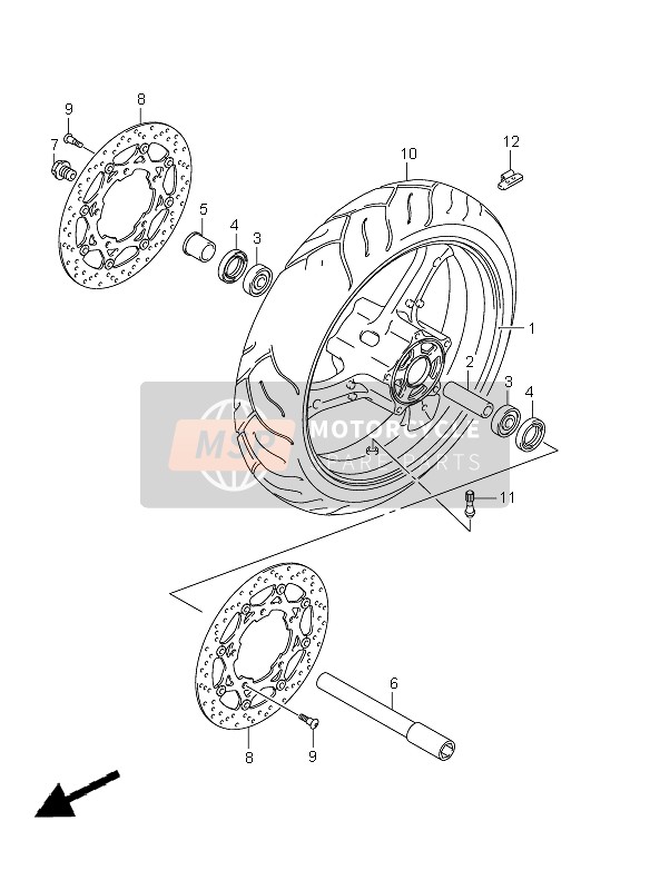 Suzuki GSF1250(A) BANDIT 2011 Front Wheel (GSF1250 E24) for a 2011 Suzuki GSF1250(A) BANDIT