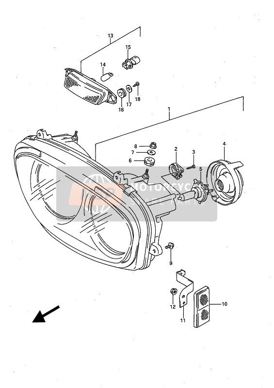 Suzuki GSX-R1100 1992 Headlamp for a 1992 Suzuki GSX-R1100