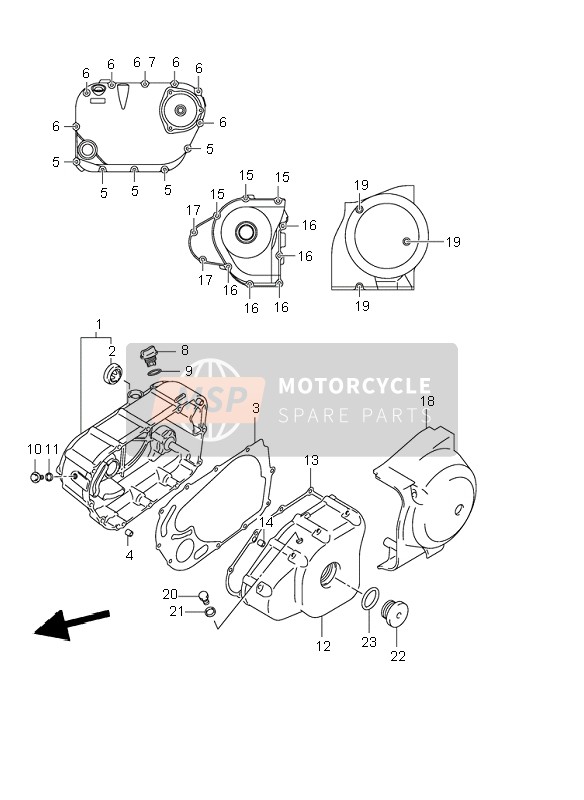 Suzuki VL250 INTRUDER 2003 Coperchio del carter per un 2003 Suzuki VL250 INTRUDER