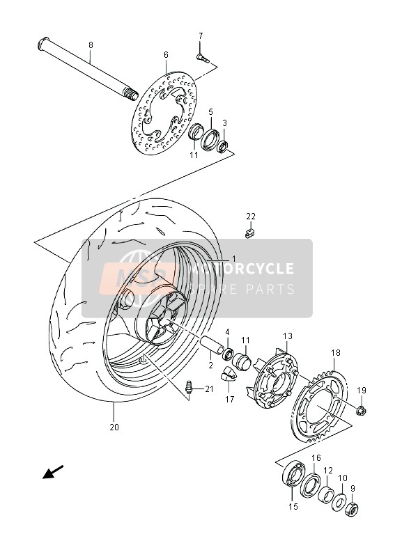 6451115J00, Kettingwiel, A. GSX-R750 L1-, Suzuki, 1