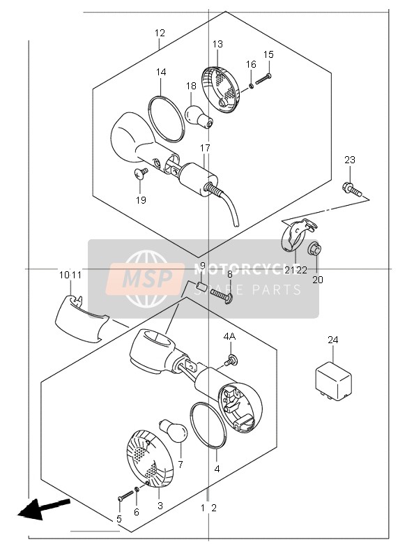 Suzuki VL250 INTRUDER 2003 Lampe de clignotant pour un 2003 Suzuki VL250 INTRUDER