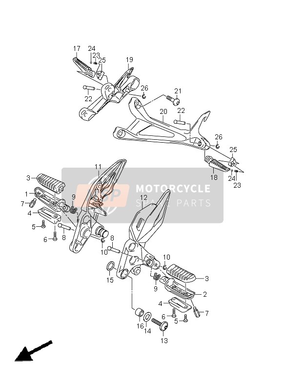 Suzuki GSR750 2011 Reposapiés para un 2011 Suzuki GSR750