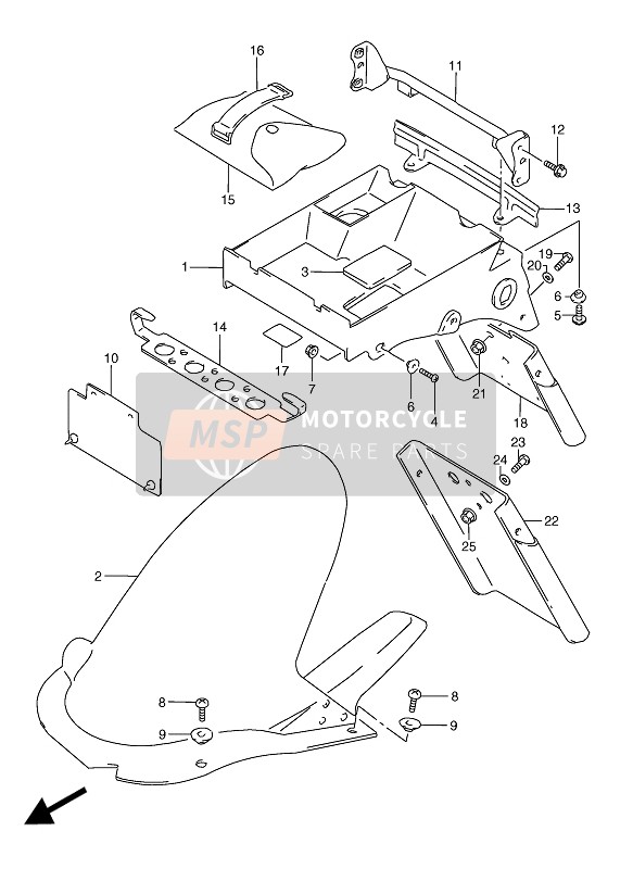 Suzuki RGV250 1994 Achterspatbord voor een 1994 Suzuki RGV250