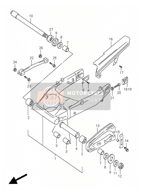 Suzuki GSX-R600 1997 Bras oscillant arrière pour un 1997 Suzuki GSX-R600