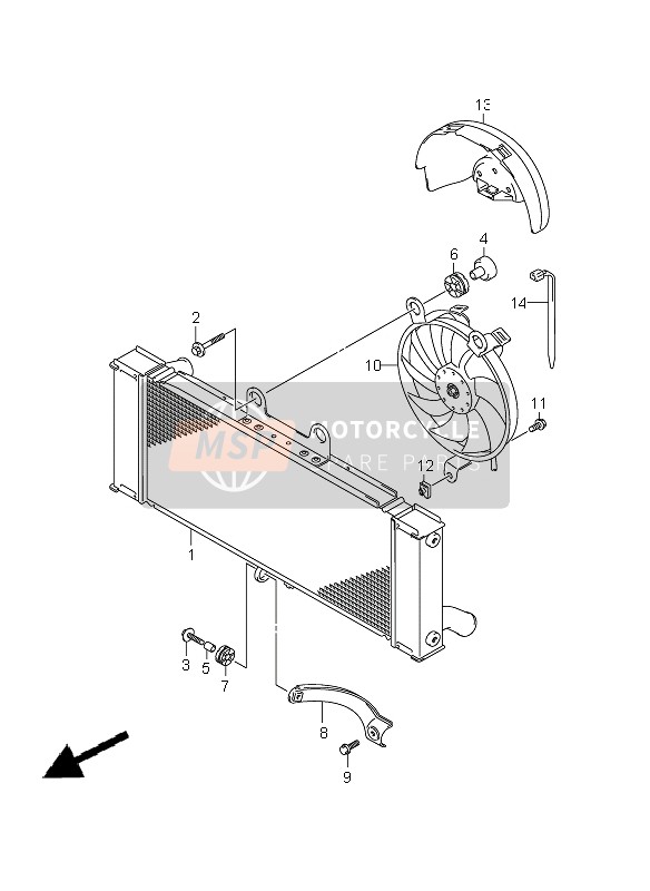 Suzuki GSX650F(A) 2011 Radiator for a 2011 Suzuki GSX650F(A)