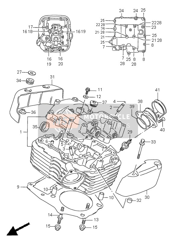 Suzuki VS1400 INTRUDER 2003 Testata (Posteriore) per un 2003 Suzuki VS1400 INTRUDER