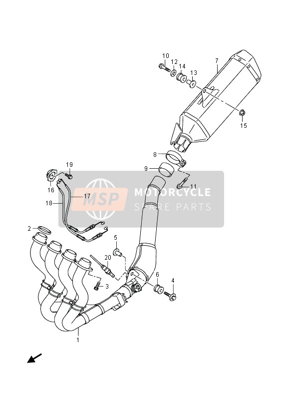 Suzuki GSX-R1000Z 2013 Muffler (GSX-R1000Z) for a 2013 Suzuki GSX-R1000Z