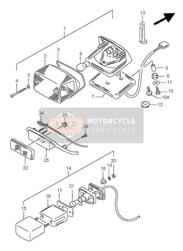 Suzuki VS1400 INTRUDER 2003 Lampe combinée arrière pour un 2003 Suzuki VS1400 INTRUDER