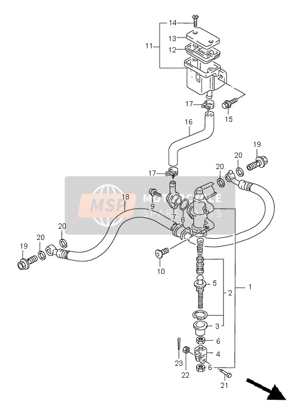 Suzuki GSX-R600 1997 Rear Master Cylinder for a 1997 Suzuki GSX-R600