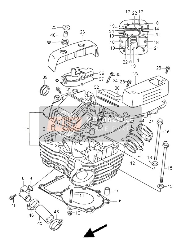 Suzuki VZ800 MARAUDER 2003 Cylinder Head (Rear) for a 2003 Suzuki VZ800 MARAUDER