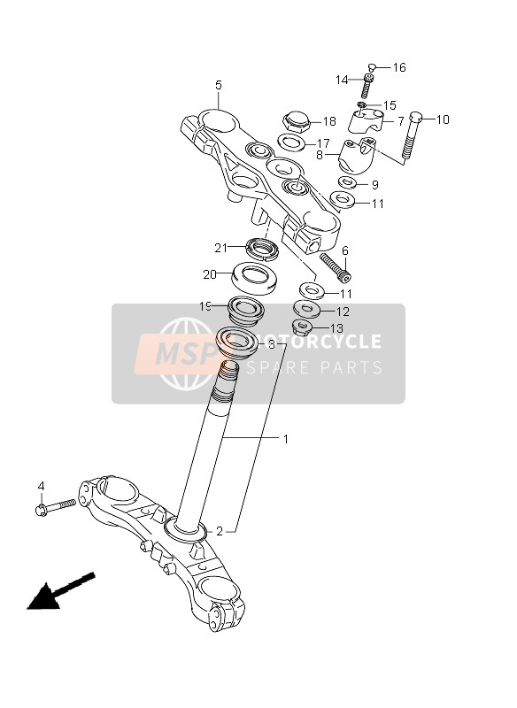 Suzuki GSX650F(A) 2011 Vástago de dirección (GSX650FU E24) para un 2011 Suzuki GSX650F(A)