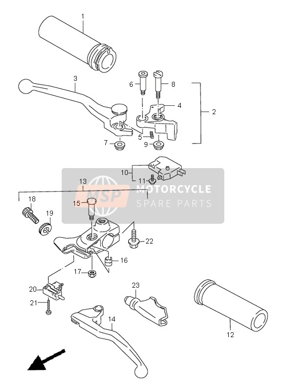 Suzuki VZ800 MARAUDER 2003 Palanca de la manija para un 2003 Suzuki VZ800 MARAUDER