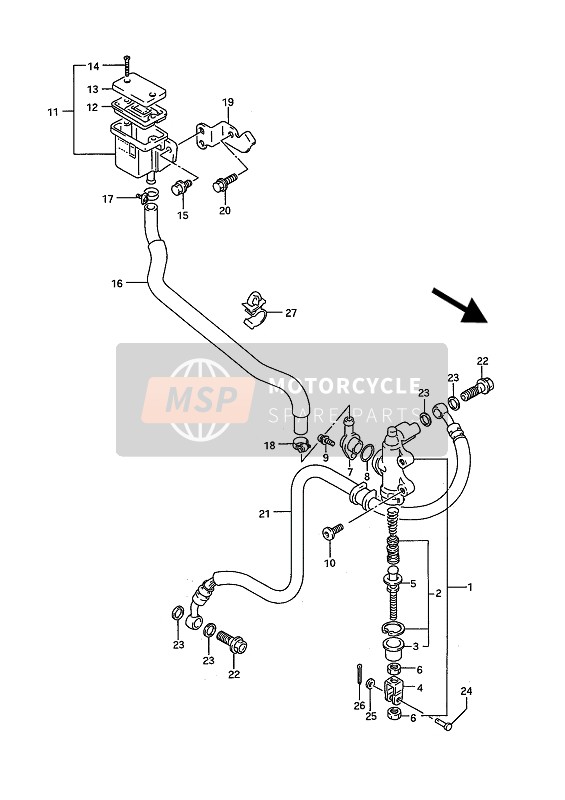 Suzuki GSX-R750W 1993 Rear Master Cylinder for a 1993 Suzuki GSX-R750W