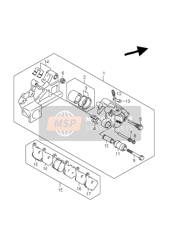 Suzuki GSX650F(A) 2011 Rear Caliper (GSX650FUA E21) for a 2011 Suzuki GSX650F(A)