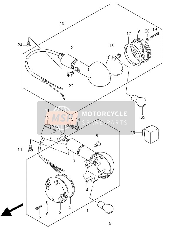 Suzuki VS800 INTRUDER 2003 Lampe de clignotant pour un 2003 Suzuki VS800 INTRUDER